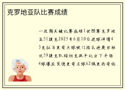 克罗地亚队比赛成绩